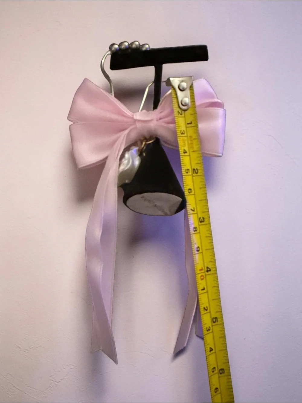 Delicate Pink Bow Shower Curtain Hooks with Silver Metal Hooks